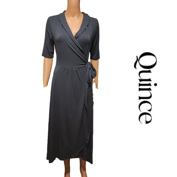 Quince Dresses & Skirts - Quince Tencel Jersey Midi Wrap Dress NWT Green Med